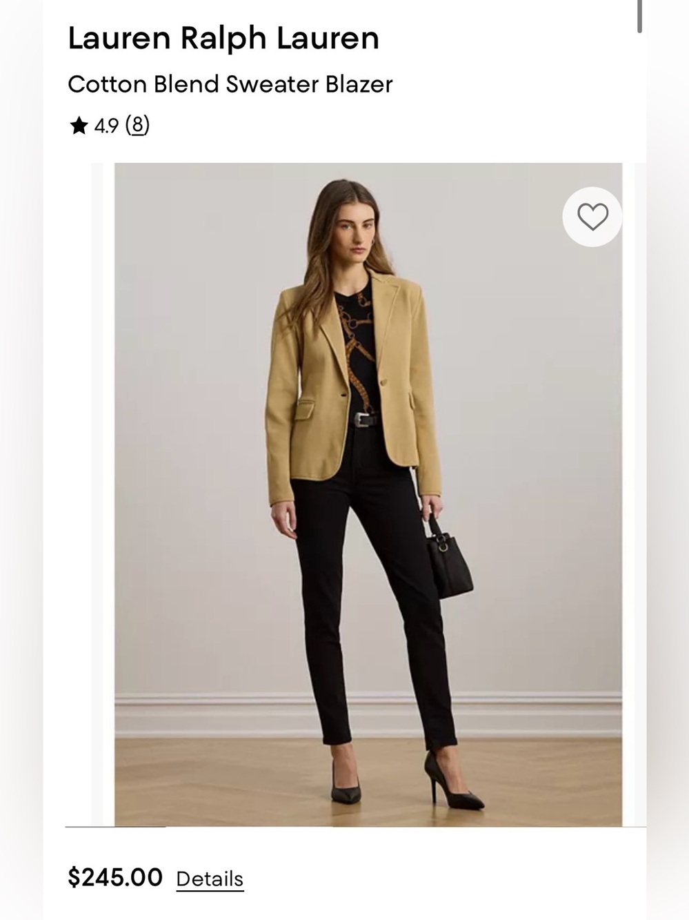 Lauren Ralph Lauren Tan Cotton-Blend Sweater Blazer